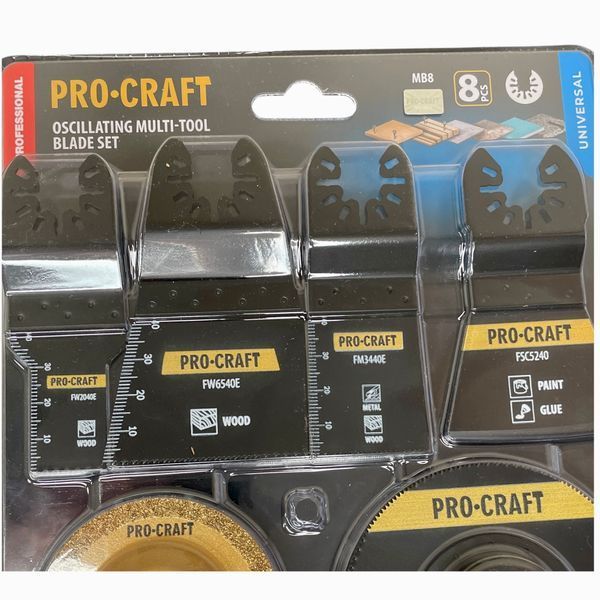 Набір насадок для реноватора Procraft MB8 &ndash; 8 шт, по дереву, металу, плитці, алмазні та карбідні MB8000 фото