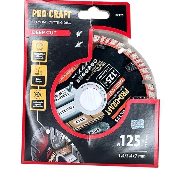 Алмазный диск Procraft DC125 125 мм | 2.4 мм | Deep Cut | для бетона и камня DC1250 фото
