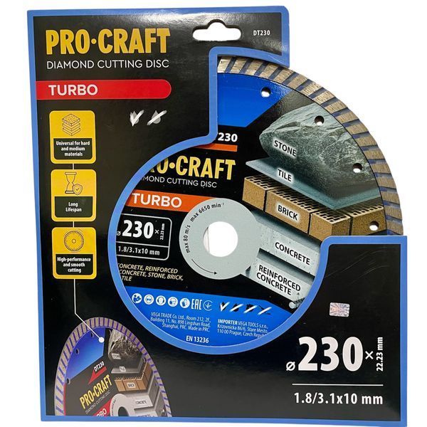 Алмазный диск Procraft DT230 230 мм | TURBO | 3.1 мм DT2300 фото