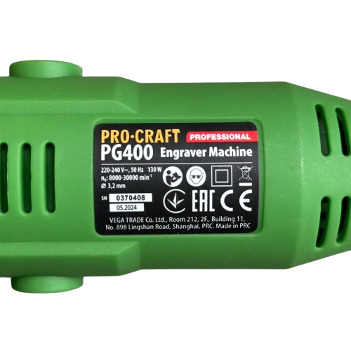 Гравировальная машина PRO-CRAFT PG-400 (В кейсе с гибким валом, профессиональный патрон, крепление к столу) 004001 фото