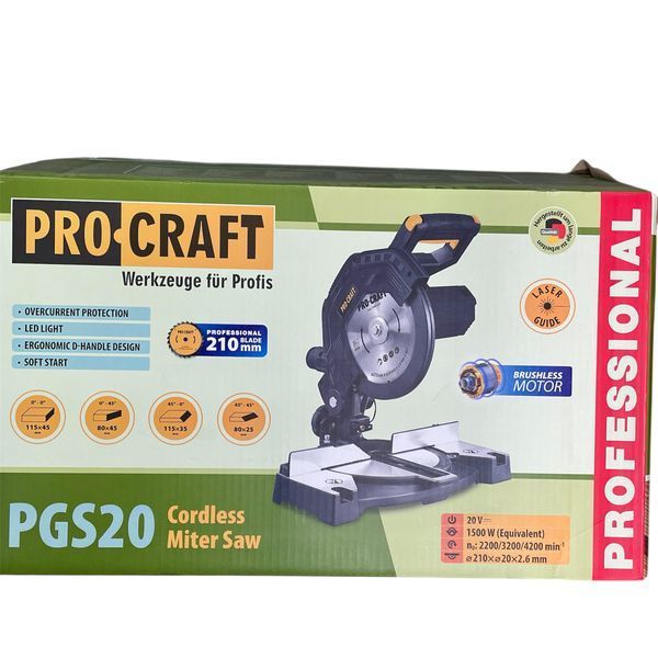 Торцовочная аккумуляторная пила PROCRAFT PGS20 UNIVERSAL 20В, бесщеточная, 210 мм, без АКБ 030239 фото
