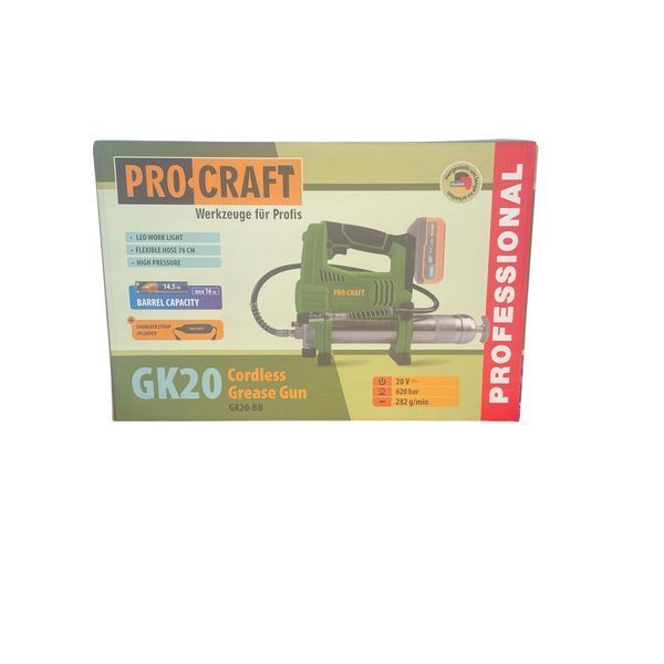 Аккумуляторный шприц для смазки Procraft GK20 (без АКБ и ЗУ) &mdash; 9000 PSI, 620 Бар, шланг 76 см 032007 фото