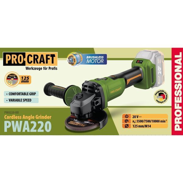 Аккумуляторная болгарка Procraft PWA220(без акб и зу) 030293 фото