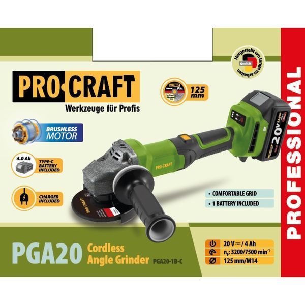 Акумуляторна болгарка Procraft PGA20 (1 акб Type-C) 030299 фото