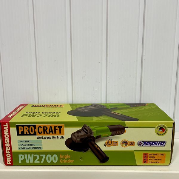 Шлифмашина угловая болгарка 125мм бесщеточная ProCraft PW-2700 027001 фото