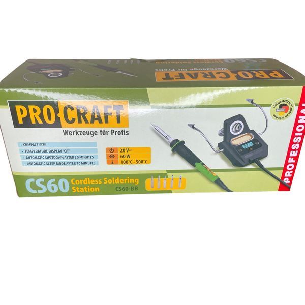 Аккумуляторная паяльная станция Procraft CS60 20В, 60Вт, 100&ndash;500&deg;C &ndash; без АКБ и ЗУ, портативная 030600 фото