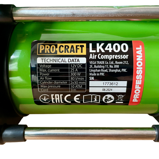 Купить Автомобильный компрессор PROCRAFT LK400 двухпоршневой, 12В