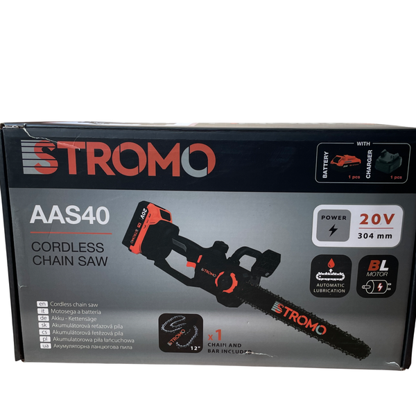 Акумуляторна пила STROMO AAS-40, 3А&middot;год, 12" шина, безщіткова, АКБ + ЗП 300402 фото