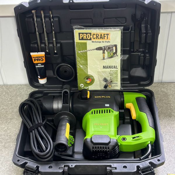 Перфоратор электрический PROCRAFT BH-2250, 1500 Вт, 6.0 Дж, SDS Plus, кейс 002250 фото
